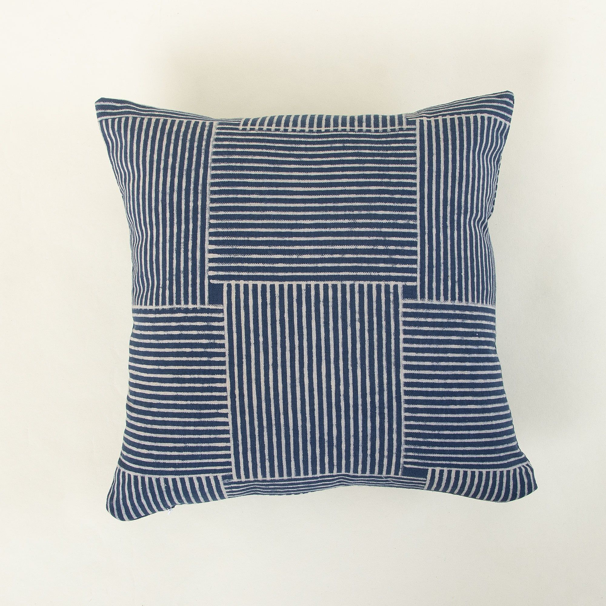 Hand Block Indigo Print Cotton Canvas Cushion Cover